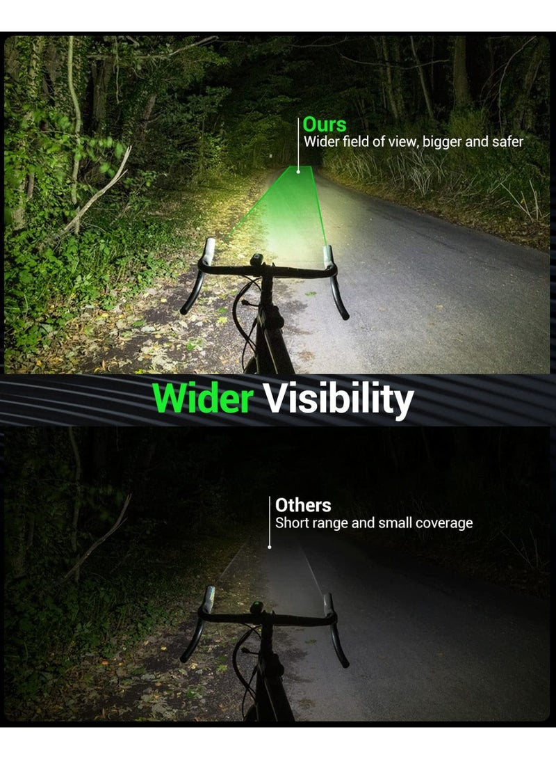 Bike Light, High Lumens Super Bright Bicycle Light, 6+4 Modes USB Rechargeable Bike Headlight & Tail Light Set, Waterproof Safety Bike Front & Rear Light for Road, Mountain, Night Riding - Image 2